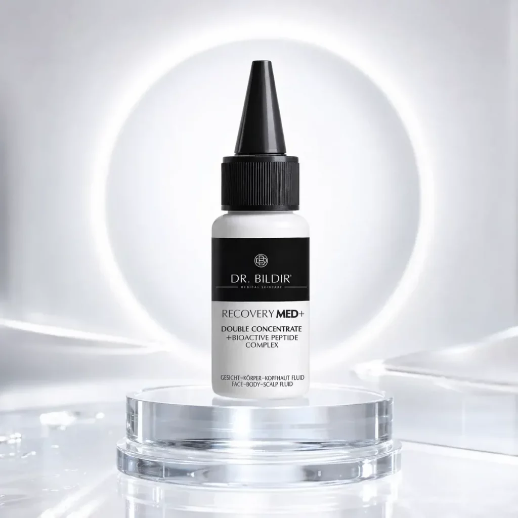 Dr. Bildir Recovery MED+ Double Concentrate 2-Phasen-Fluid vor hellem Lichtring